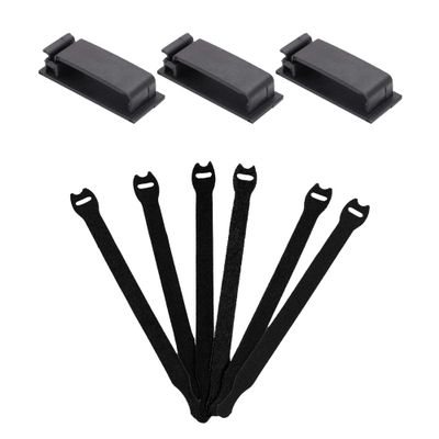ENVISIONED Black Multipurpose 3M Adhesive Cable Clips Bundled with 1/2" x 8" Black Cable Ties