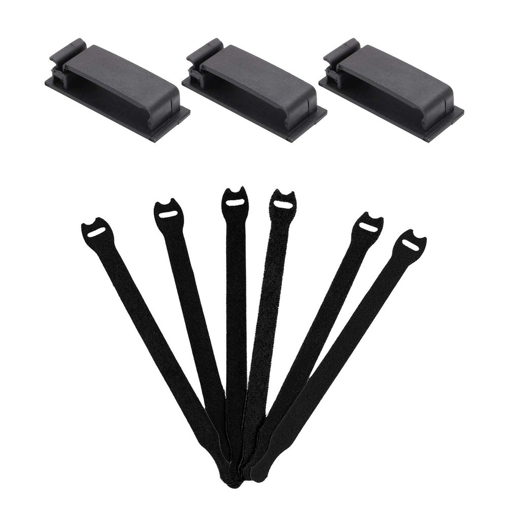 ENVISIONED Black Multipurpose 3M Adhesive Cable Clips Bundled with 1/2" x 8" Black Cable Ties