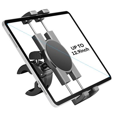 KDD Spin Bike Tablet Holder Mount, Phone iPad Holder Stand Exercise Bike Handlebar Mount for Stationary Bicycle, Treadmill, Microphone Stand, Fit for iPad Pro 12.9, Galaxy Tabs, iPhone(4.7-13)