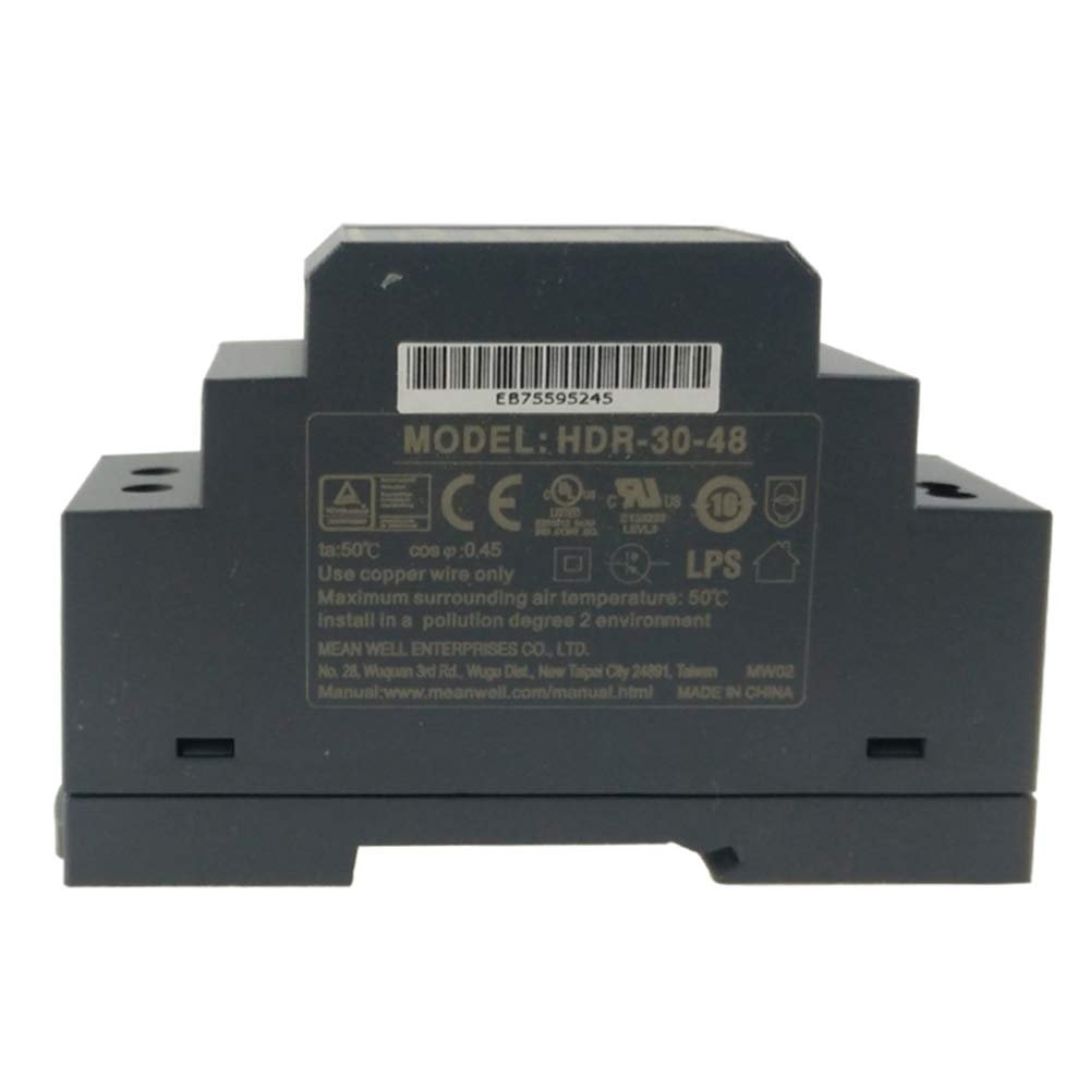 Original Mean Well HDR-30 Series DIN Rail Power Supply 110V/220VAC to 5V 12V 15V 24V 48V DIN Rail Ultra Slim Step Shape Power Supply Isolated LPS CE UL Transformer (HDR-30-48(48V 0.75A))