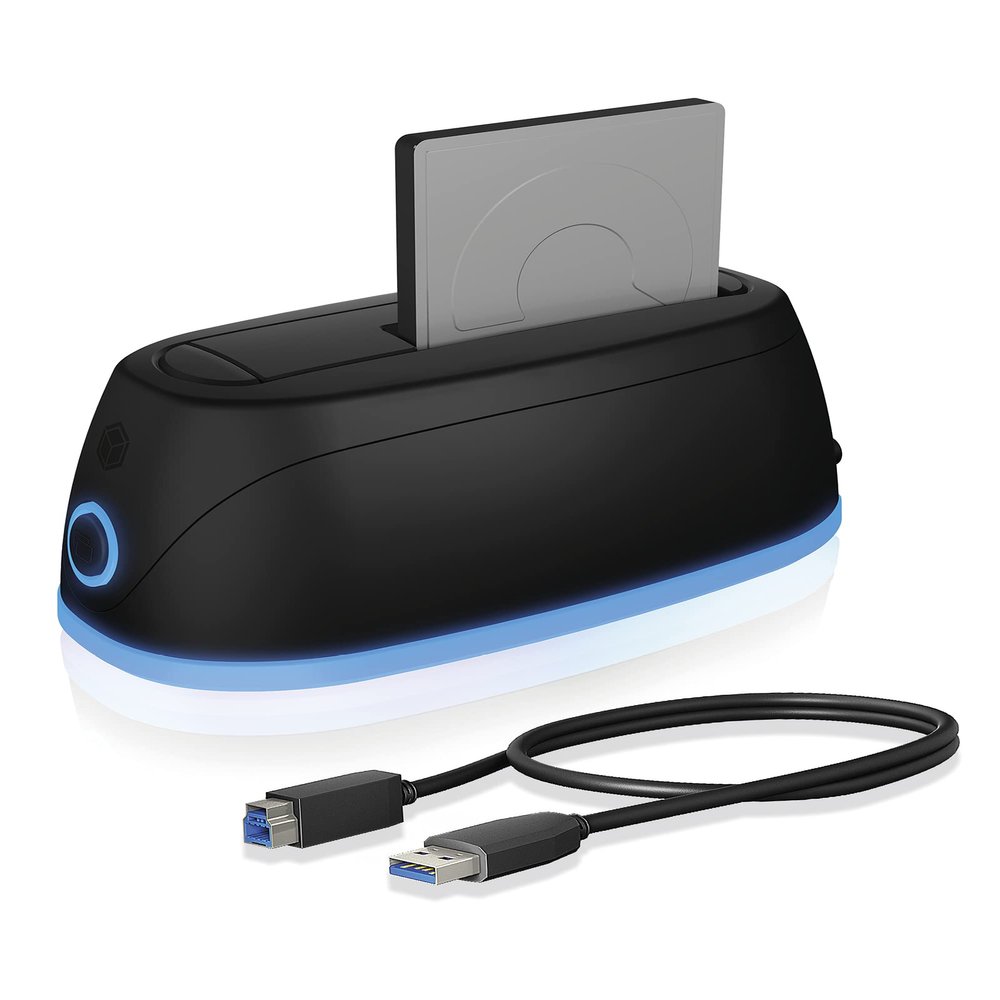 ICY BOX IB-1124L-C3 HDD / Hard Drive Docking Station USB 3.0 for SATA 2.5 Inch & 3.5 Inch RGB Lighting Hard Drive Cloning Station & Reader Adapter External Black