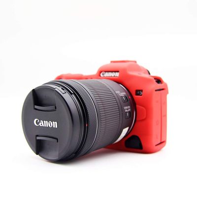 R5 Case, BolinUS Fullbody Ultra-Thin Lightweight Rubber Soft Silicone Housing Case Bag Cover for Canon EOS R5 (Red)