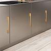 Panduo 2 Pieces Brushed Brass Pulls Square Furniture Handle, Kitchen Cabinet Door Handles and Knobs Brass Material, Bedroom Furniture Drawer Hardware Accessories (Size : Hole Distance 224mm) view 4