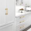 Panduo 2 Pieces Brushed Brass Pulls Square Furniture Handle, Kitchen Cabinet Door Handles and Knobs Brass Material, Bedroom Furniture Drawer Hardware Accessories (Size : Hole Distance 96mm) view 3