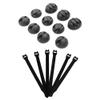 Cable Management Bundle, including 30 pack of Black Cable Ties (1/2" x 8") and 10 pack of Round Black 3M Adhesive Cable Clips view 1