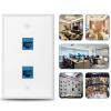 HuaHengHT Ethernet Wall Plate Outlet 4 Packs 2 cat6 Port RJ45 Network Female to Female Keystone Wall Inline Coupler Jack Plates Blue view 3