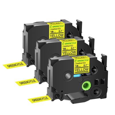 GREENCYCLE 3 Pack Compatible for TZe-641 TZe641 TZ641 TZ-641 AZE Tape 18mm 0.7 Inch 3/4" Black on Yellow Laminated Label Tape for PTD400, PTD400AD, PTD450, PTD600, PTP700, PTP710BT