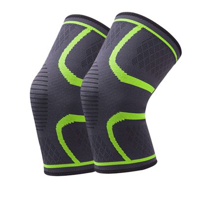 YUNSI Elbow 1Pair Knee Pads Breathable Nylon Elastic Sports Knee Support Brace Running Fitness Basketball Football Protector Joelheiras for Adult (Color : Green, Size : XL)