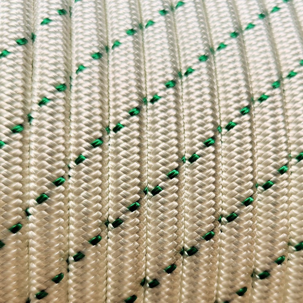 MarineNow Double Braid Polyester Low Stretch Sailing Rope Choose Size/Length/Color (8 mm (5/16"), 080 ft, Green Fleck)