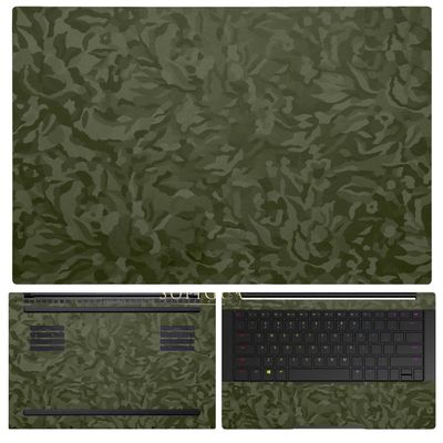 SopiGuard Sticker Skin for 2021-2019 Razer Blade Stealth 13.3" Edge-to-Edge Vinyl Decal Wrap Include Top, Trackpad, Palm Rest, and Bottom Panels (Camo Green)
