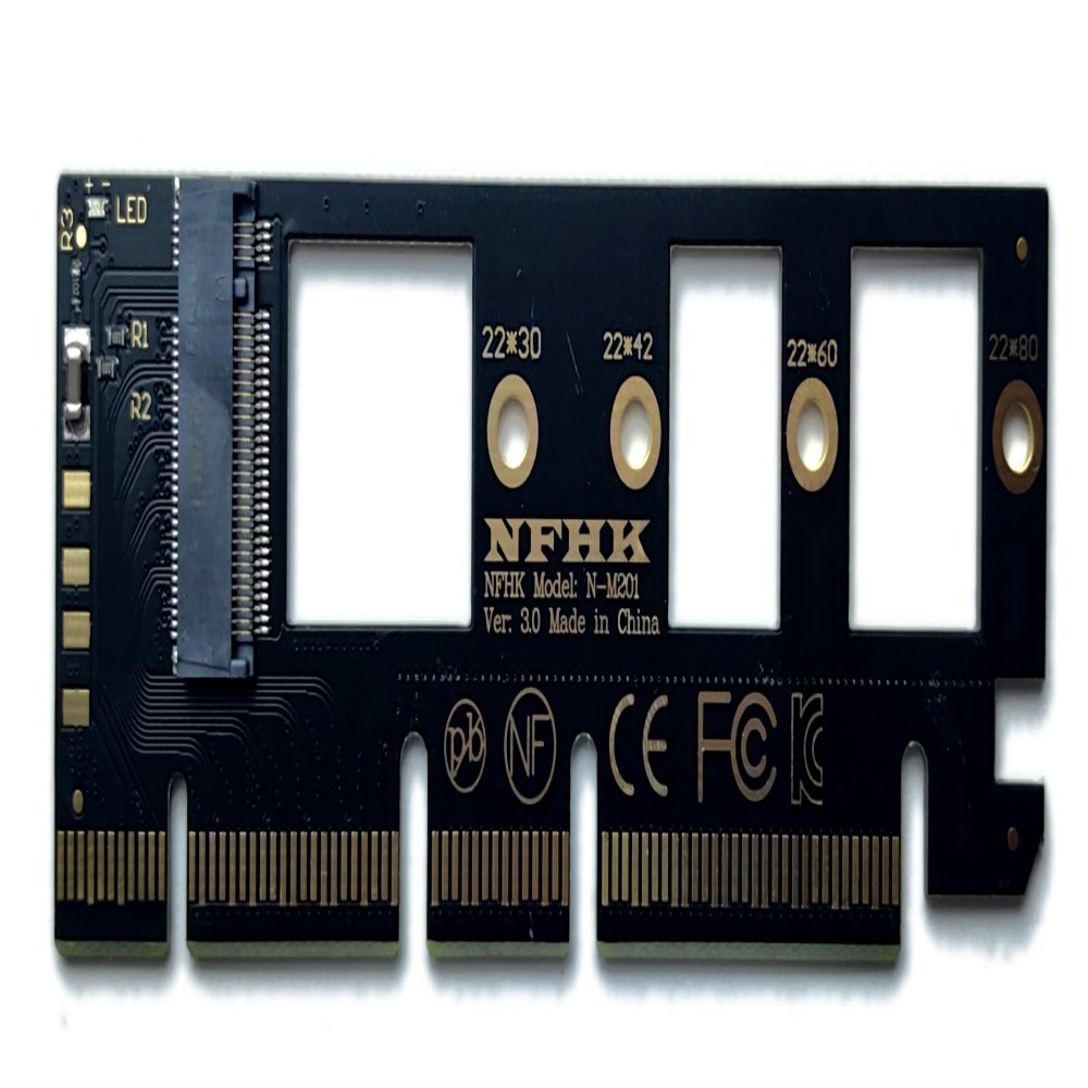 M.2 NVME (M-Key) SSD to PCIe 4.0 X16/X8/X4 Adapter Card for ITX PC Cases (Type A SSD Facing Down/Outwards)