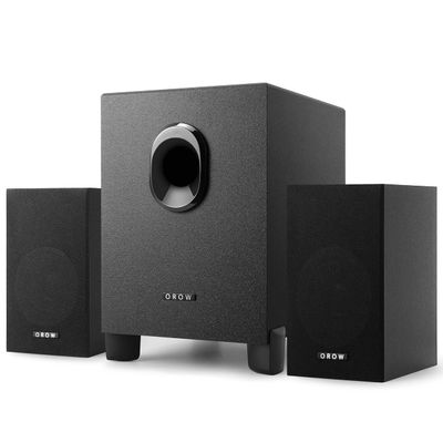 OROW S211 New USB-Powered 2.1 Multimedia Speakers System with Subwoofer,16W Computer Speakers,Strong Bass,3.5mm Audio Inputs,Great for PC/PS4/TV (Wooden)