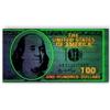 100 Dollars Bill Neon Sign Motivational Canvas Print Wall Art Office Decor, Entrepreneur Motivation, Money Artwork, Benjamin Franklin Neon Print, Money Bill Neon Sign (20" x 40") view 1