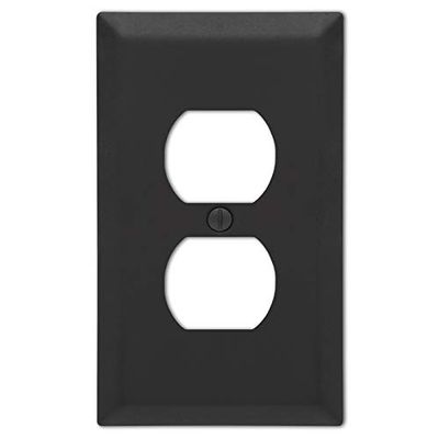 Century Matte Black 2-Gang Stamped Steel Duplex Wall Plate