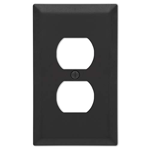 Century Matte Black 2-Gang Stamped Steel Duplex Wall Plate