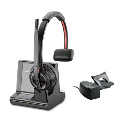 Plantronics Savi 8210 Office - Wireless DECT Single-Ear (Monaural) Headset - Connects to Deskphone, PC and Mac - Certified for Microsoft Teams, Zoom & More - Noise Canceling (Renewed)