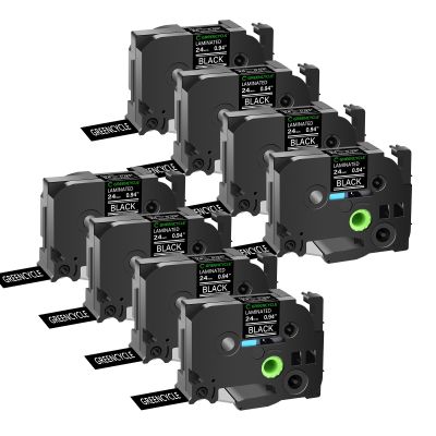 GREENCYCLE Compatible for TZe355 TZ-355 AZE-355 24mm 0.94 Inch 1" White on Black Laminated AZE Label Tape for PT2730 PT9600 PTD600VP PTD800W PTH500LI PTP700 PTP710BT PTP750W, 8 Pack