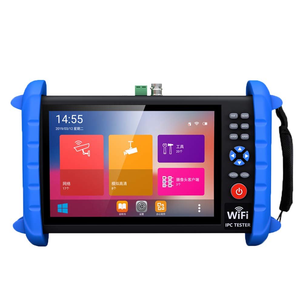 Portable 7 Inch CCTV Tester-Support up to 6K IP Camera Test- AHD, TVI, CVI & CVBS Analog Camera Test-RJ45 Cable TDR Tester with PoE/IP Discovery/HDMI in & Out/Built in WiFi/PTZ