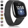 Amzpas Bands Compatible with Fitbit Versa 3 Fitbit Sense, Breathable Stainless Steel Loop Mesh Magnetic Adjustable Wristband for Fitbit Versa 3 / Sense for Women and Men(.Black,Small) view 1