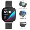 Amzpas Bands Compatible with Fitbit Versa 3 Fitbit Sense, Breathable Stainless Steel Loop Mesh Magnetic Adjustable Wristband for Fitbit Versa 3 / Sense for Women and Men(.Black,Small) view 4