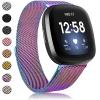 Amzpas Bands Compatible with Fitbit Versa 3 Fitbit Sense, Breathable Stainless Steel Loop Mesh Magnetic Adjustable Wristband for Fitbit Versa 3 / Sense for Women and Men(Colorful,Small) view 1
