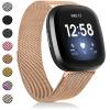 Amzpas Bands Compatible with Fitbit Versa 3 Fitbit Sense, Breathable Stainless Steel Loop Mesh Magnetic Adjustable Wristband for Fitbit Versa 3 / Sense for Women and Men(.Rose Gold,Large) view 1