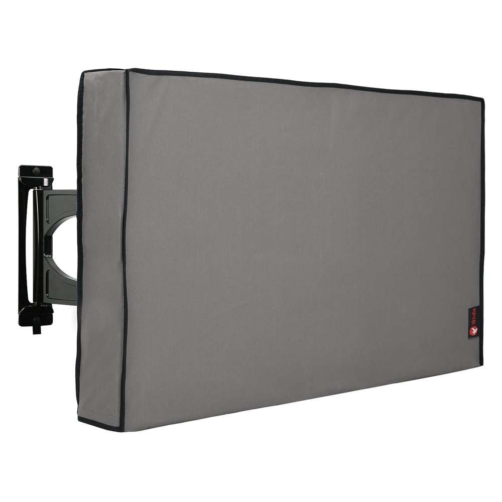 iBirdie Outdoor TV Cover 60 to 65 inch Weatherproof, Cover Size 58''L x 37''H, Waterproof for Outside Flat Screen 60 to 65 inch TV, Grey, 600D Thick Fabric Screen Protector with Bottom