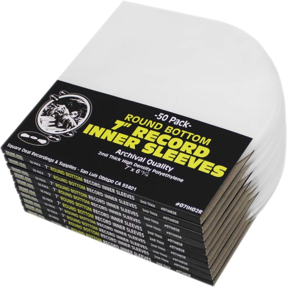 (500) 7 Round Bottom Vinyl Record Inner Sleeves - 2mil Thick - Archival Quality - #07IH02R
