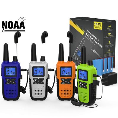 Topsung Walkie Talkies Long Range for Adults Rechargeable with Earpiece NOAA Weather Alert, Multi-purpose 2 Way Radio 4 Pack for Team Work Senior Care Kid Adventure Family Camping Hiking Skiing Cruise