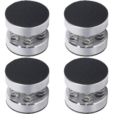 Neutrual 4pcs Silver 44x40mm Audiophile Spring Isolation Vibration Feet Stand, Adjustable Spikes Pad with Non-Slip Mat for HiFi Record Players/Subwoofer/Turntable/Amplifier/Speaker/Recorder