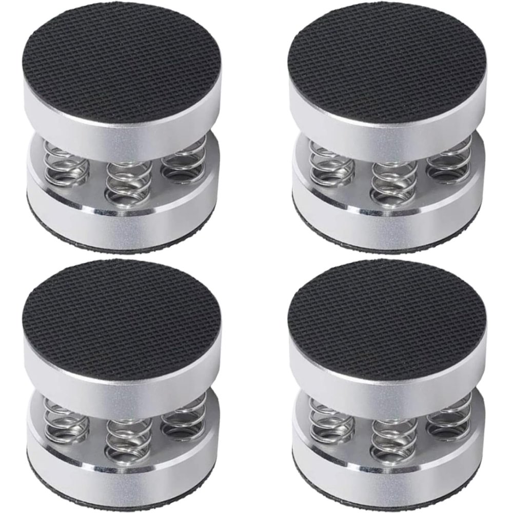 Neutrual 4pcs Silver 44x40mm Audiophile Spring Isolation Vibration Feet Stand, Adjustable Spikes Pad with Non-Slip Mat for HiFi Record Players/Subwoofer/Turntable/Amplifier/Speaker/Recorder