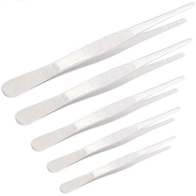 5 Pieces Stainless Steel Tweezer Set (12" 10" 8" 6.3" 4.9"), Long tweezers with Precision Serrated Tips for Kitchen, Garden, Food by G.S Online Store