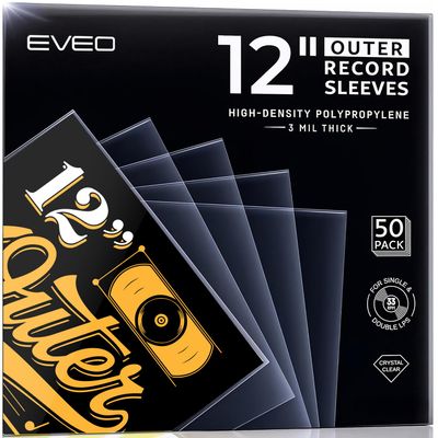 50 Vinyl Record Sleeves Outer Crystal Clear Outer Vinyl Sleeves LP Album Covers 12.75"x12.75" | Perfect Fit Protective 3 Mil Protection for Single & Double LPs - Archival Quality