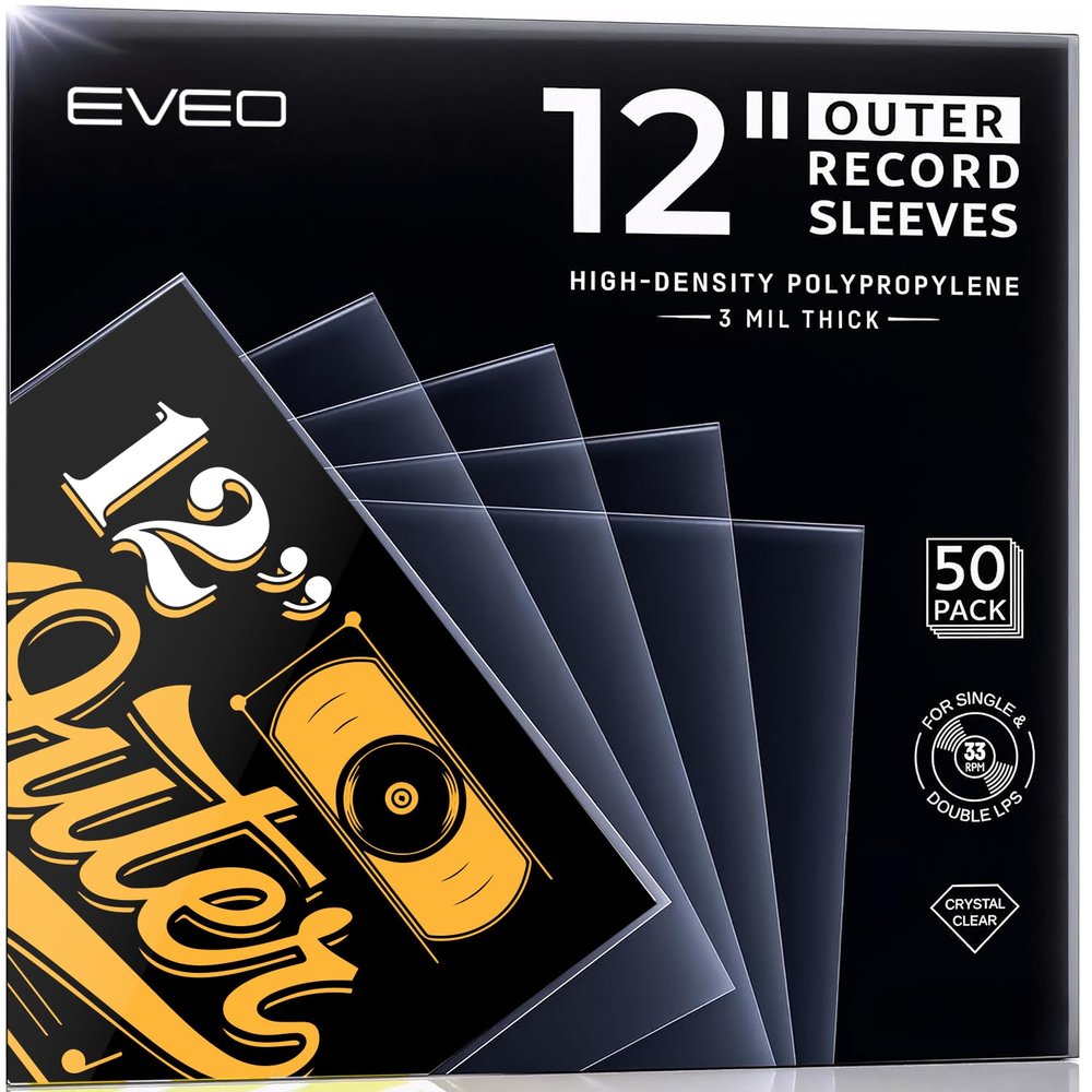 50 Vinyl Record Sleeves Outer Crystal Clear Outer Vinyl Sleeves LP Album Covers 12.75"x12.75" | Perfect Fit Protective 3 Mil Protection for Single & Double LPs - Archival Quality