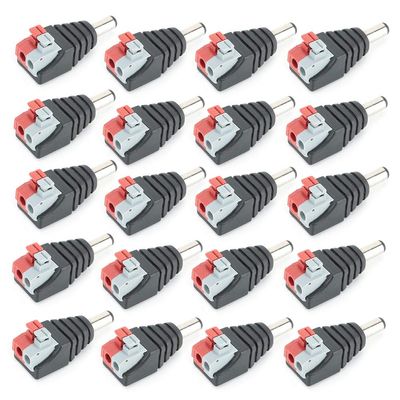 FILFEEL 20Pcs 5.5x2.5mm Male Connector Cable Terminal DC Power Plug Adapter Jack for LED Light Strip/CCTV Home Security Surveillance Camera Video Coax Cables