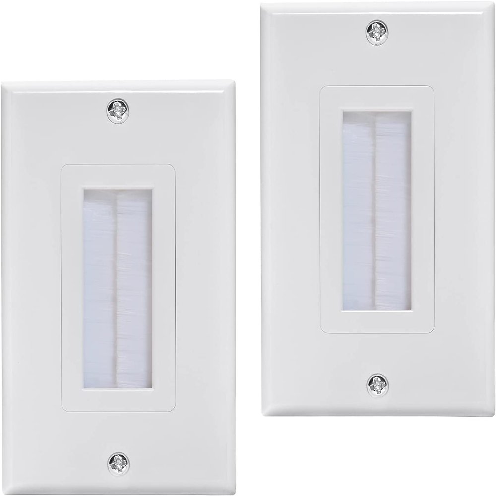 Brush Wall Plate Cable Pass Through Insert, 1-Gang Wall Plate Cable Access Strap, in Wall Wires for HDTV, HDMI, Network, Coaxial Cables, Home Theater Systems (2-Pack)