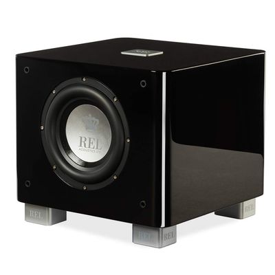 REL T/7x 8-Inch Powered Subwoofer  Compact Sealed Design with Class AB Amplifier, RCA Inputs, and Deep Bass for HiFi Stereo Systems, Home Theater, and Surround Sound  High Gloss Black Finish