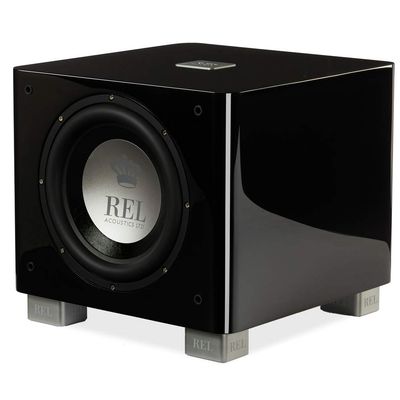 REL T/9x 10-Inch Powered Subwoofer  Sealed Design with Class AB Amplifier, RCA Inputs, and Deep Bass for HiFi Stereo Systems, Home Theater, and Surround Sound  High Gloss Black Finish
