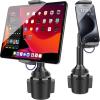 APPS2Car Solid Cup Holder Tablet Mount for Car, Adjustable Height iPad Car Mount for Truck Low Profile Road Trip Essentials Compatible with 4.7-13" iPad Pro Air Mini, Fire, iPhone, Cell Phone - Black view 1
