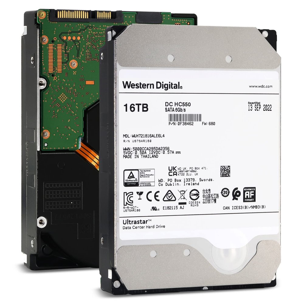 Western Digital Ultrastar DC HC550 WUH721816ALE6L4 0F38462 16TB 7.2K RPM SATA 6Gb/s 512e 512MB 3.5" SE HDD