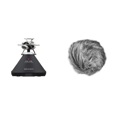 Zoom H3-VR 360 Audio Recorder, Records Ambisonics & Surround Sound Video, Music, and Streaming & Zoom WSU-1 Universal Windscreen, Reduce Wind Noise, Black