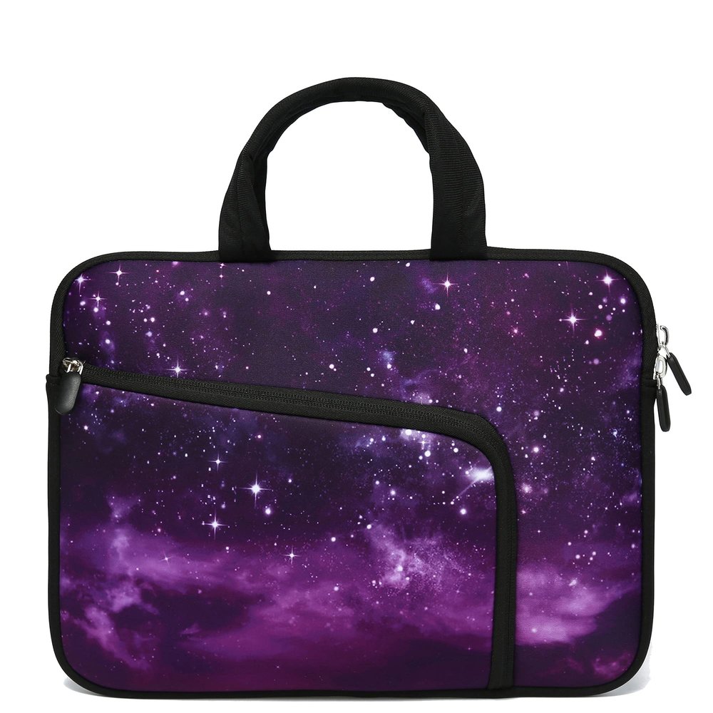 11 11.6 12 12.1 12.5 inches Laptop Sleeve Chromebook Case Ultrabook Case Notebook Sleeve PC Messenger Bag Tablet Case Neoprene Handle Sleeve for Adult Men Women, Two Pockets (Purple Galaxy)