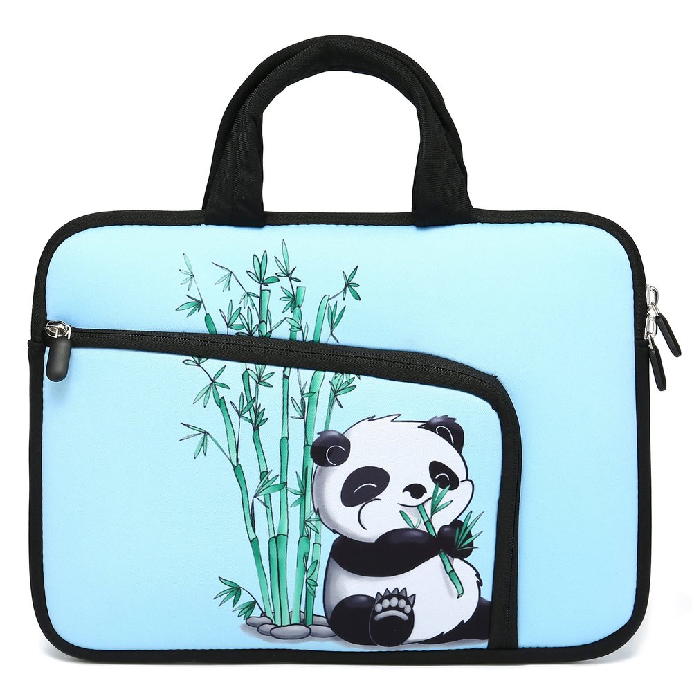 11 11.6 12 12.1 12.5 inches Laptop Sleeve Chromebook Case Ultrabook Case Notebook Sleeve PC Messenger Bag Tablet Case Neoprene Handle Sleeve for Adult Men Women, Two Pockets (Cute Panda)