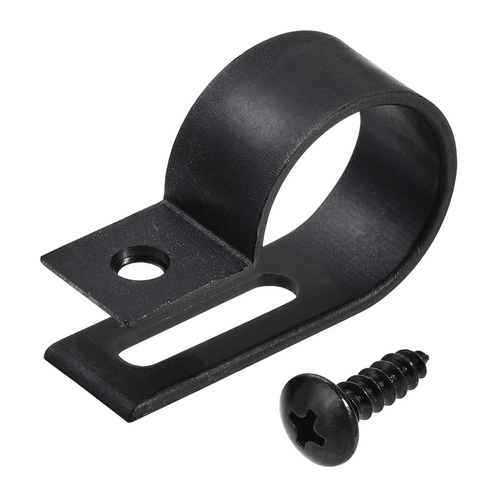 uxcell 19mm Nylon R Type Cable Clip Wire Clamp with Screws Black 50pcs