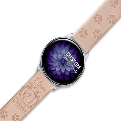 Dog Breed Personalized Custom Watch Band 20mm compatible with Samsung Watch Galaxy Active / Active2 / Gear S4 /S2 Silicone Engraved