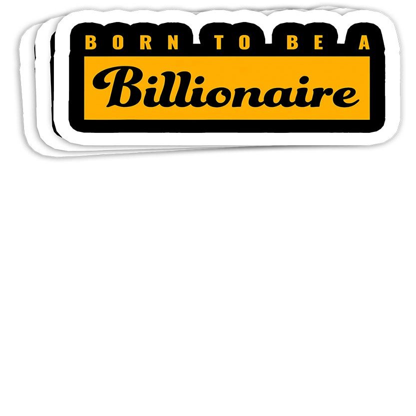 Born to Be A Billionaire for Ambitious Entrepreneur Gift Decorations - 4x3 Vinyl Stickers, Laptop Decal, Water Bottle Sticker (Set of 3)