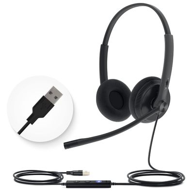 Yealink UH34 USB Headset with Mic,Stereo Wired Headphones with Noise Cancelling Microphone,Professional Work Headset VoIP Phone PC Computer Call Center Office(Ultra Light)