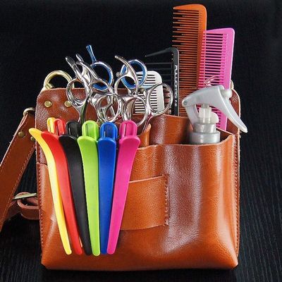 Tophacker Professional Leather Barber Salon Scissors Pouch Holster Holder Retro Large Hairdresser Tool Bag with Belt