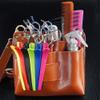 Tophacker Professional Leather Barber Salon Scissors Pouch Holster Holder Retro Large Hairdresser Tool Bag with Belt view 1