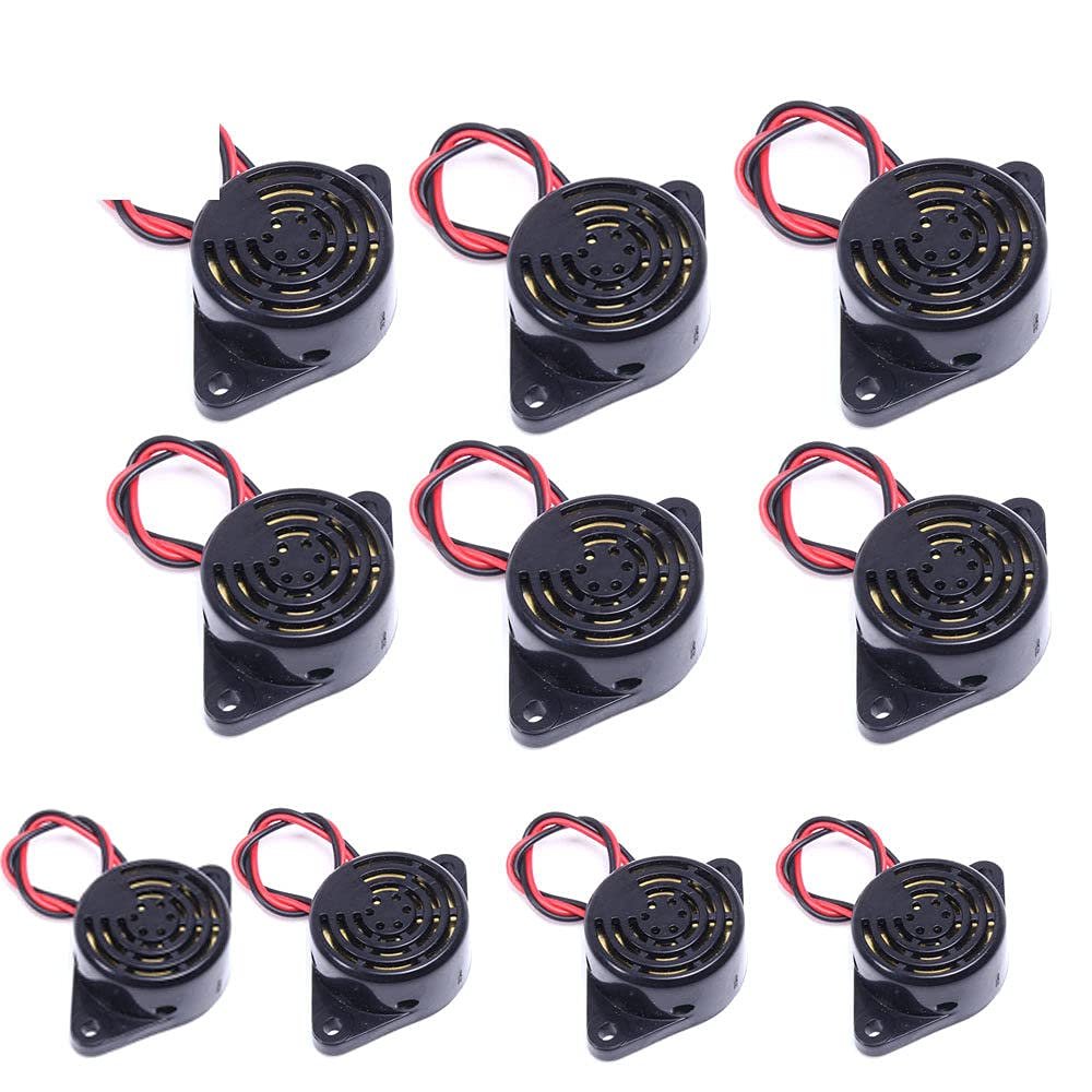 DC 12V 85dB Active Piezo Electronic Buzzer Beep Tone Alarm Ringer Continous Sound(Pack of 10 Pieces)